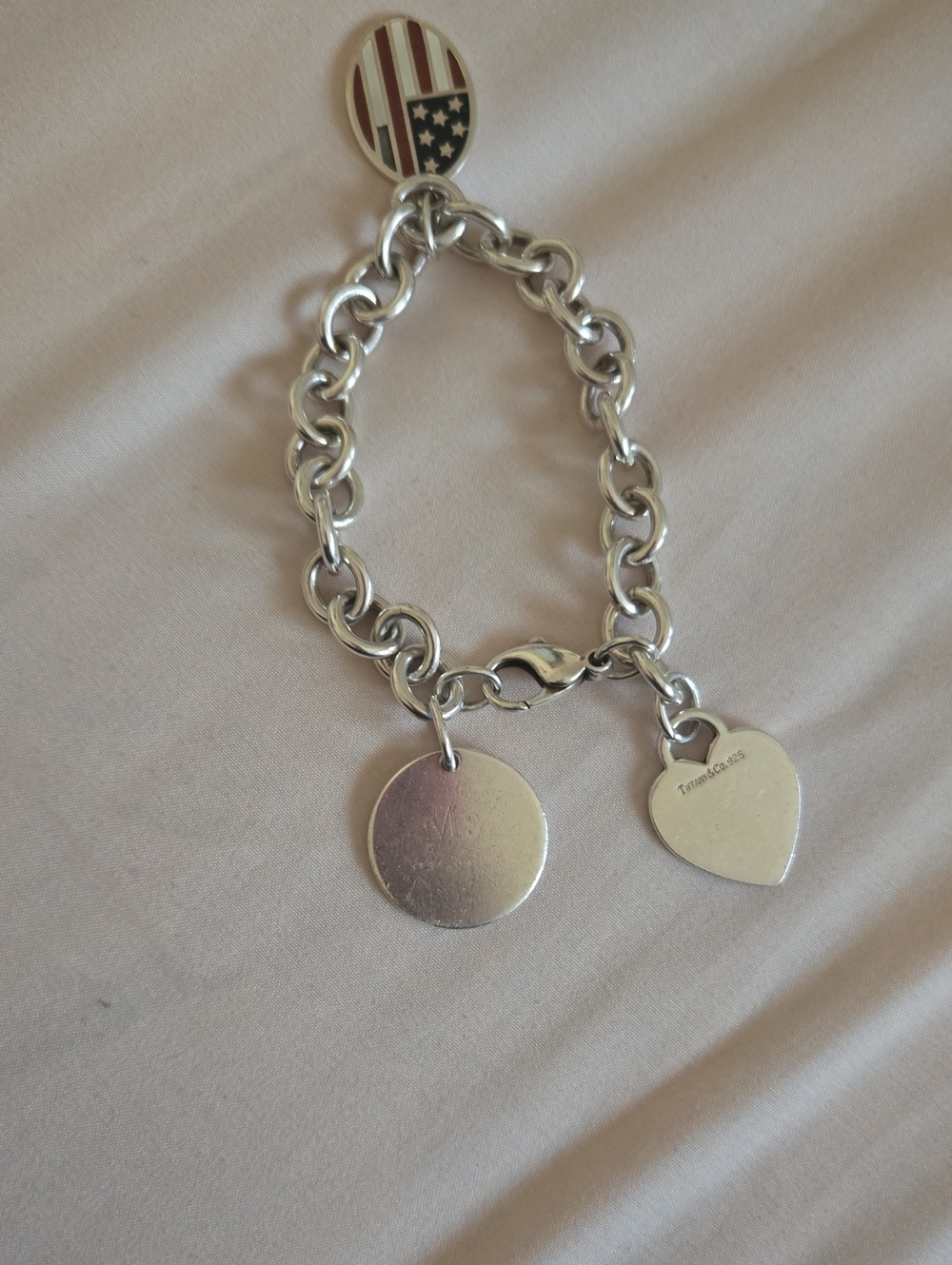 Tiffany & Co. Sterling Silver Heart and Disc Charm Bracelet